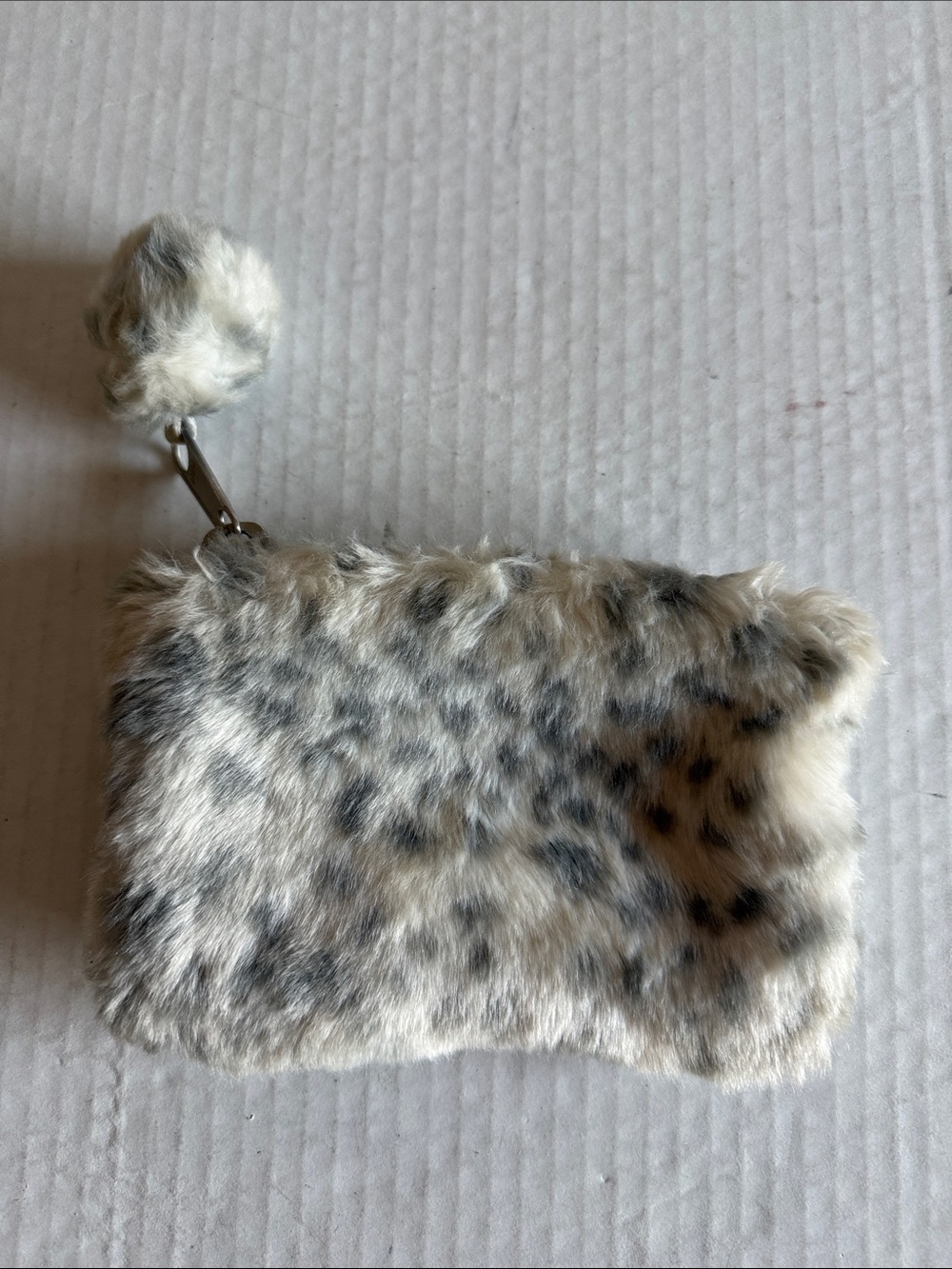 Pottery Barn Faux Snow Leopard Fur Cosmetic Pouch